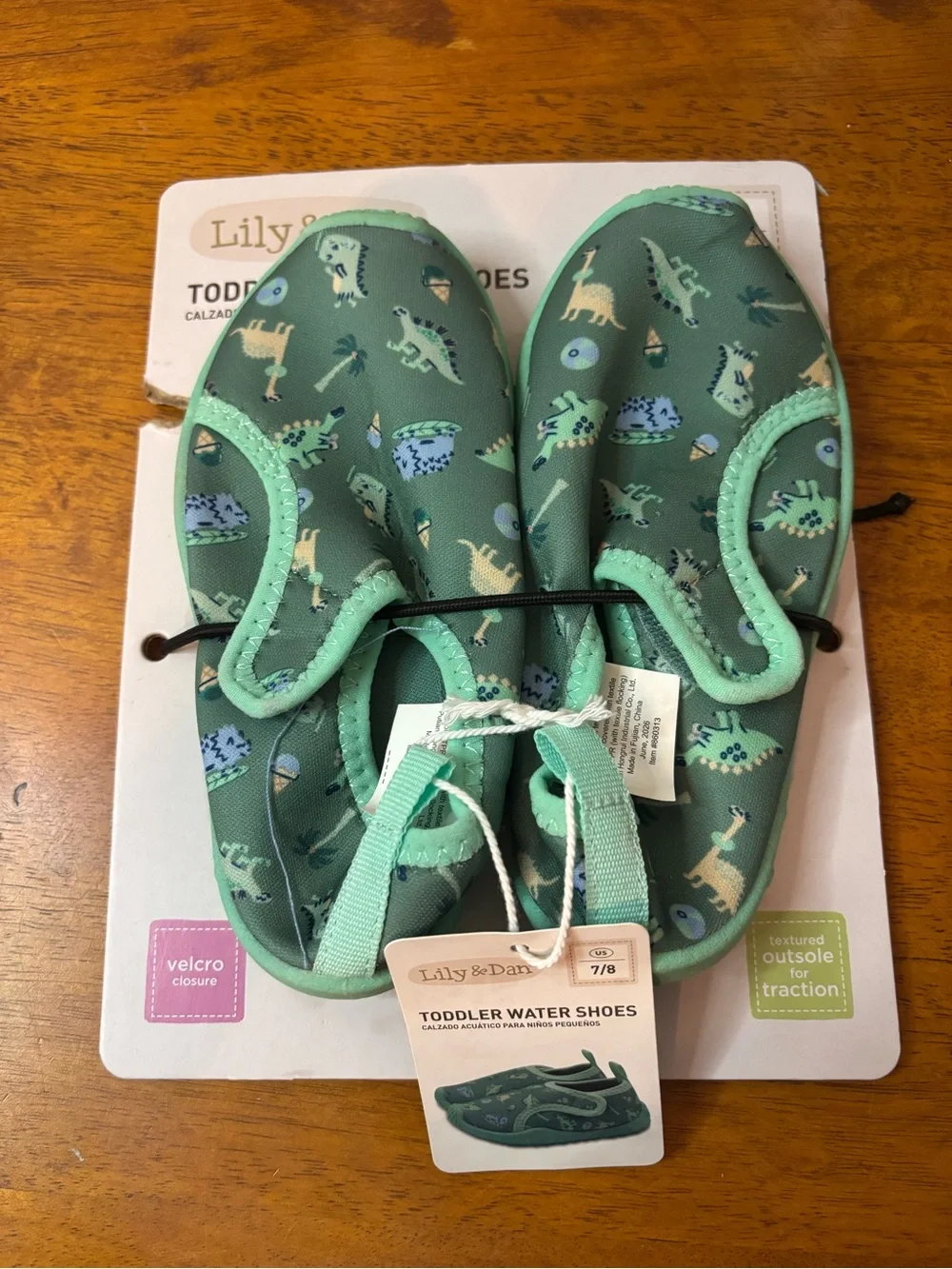 Lily & Dan Kids' Green Dinosaur Water Shoes